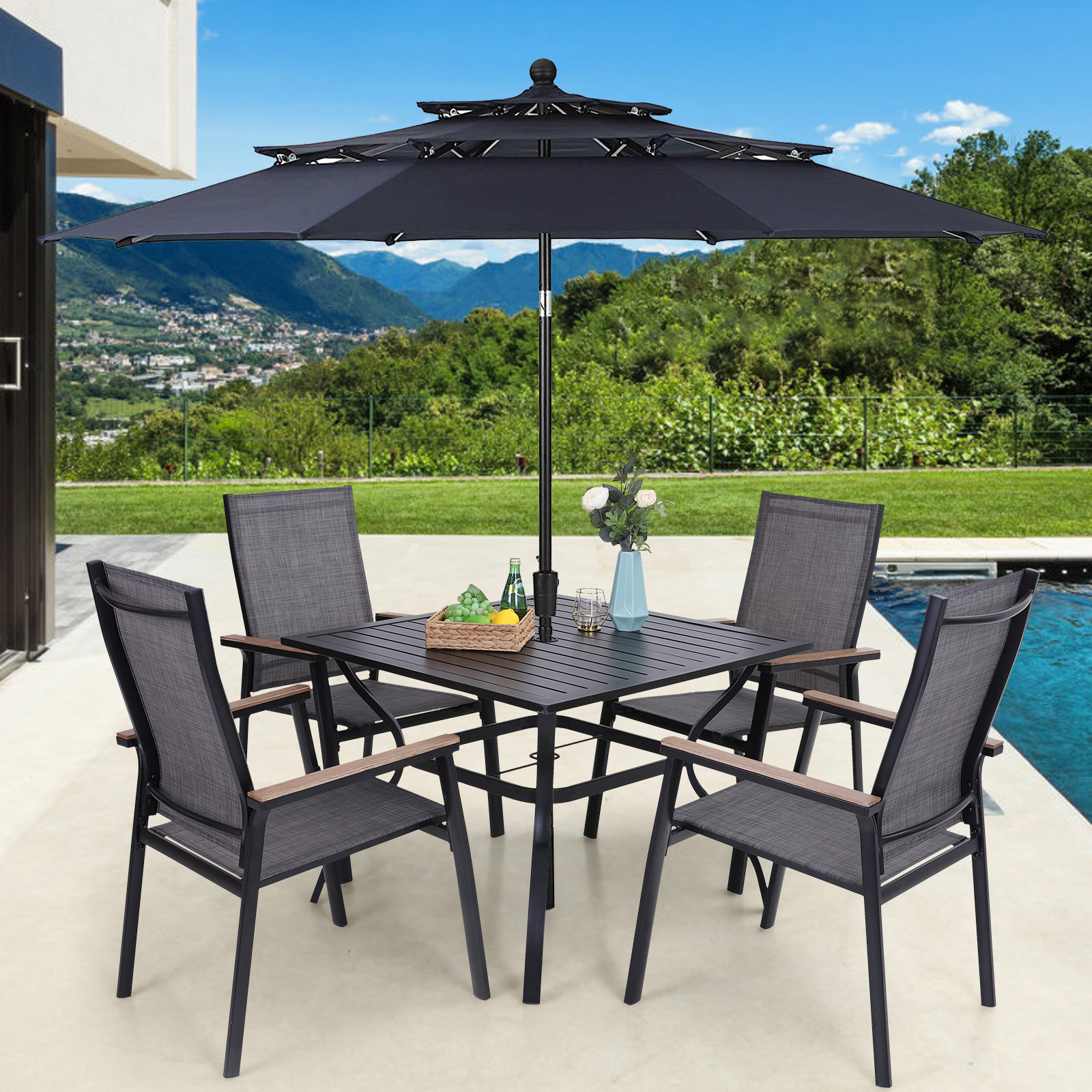 Red Barrel Studio? Wybrone Square 4 - Person Outdoor Dining Set & Reviews